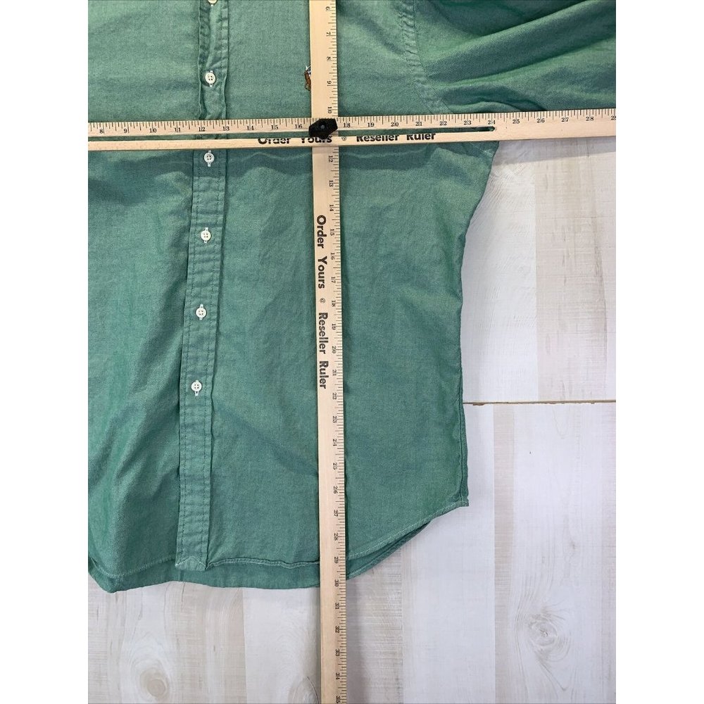 Vintage Polo Ralph Lauren Classic Fit Metallic Green Mens Button Down Shirt 16.5 - Picture 5 of 7